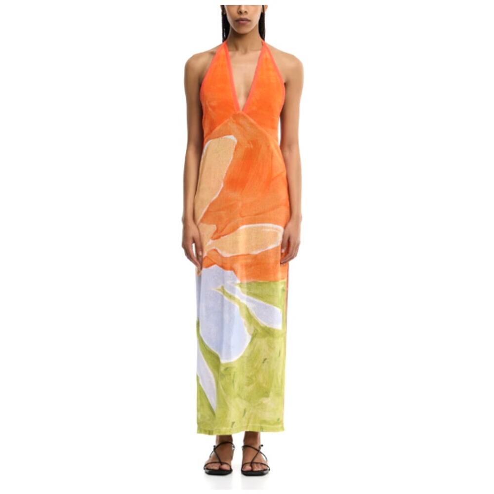 Significant Other Women's Stamped Poppy Lulu Cotton Maxi Dress Petite Size 4P